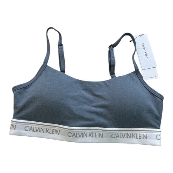 Calvin Klein Women's Archive Logo Lightly Lined Bralette Blue Size Small - Picture 2 of 8